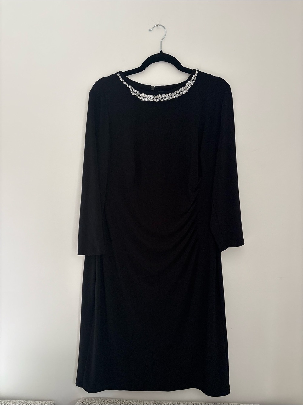 LAUREN RALPH LAUREN | Black Stretch Jersey Jewel Beaded Neck Dress size 14W